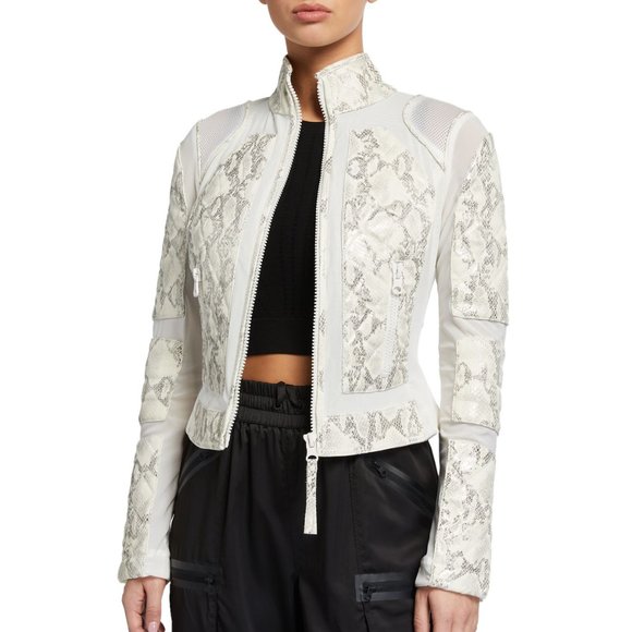 blanc noir Jackets & Blazers - Blanc Noir Snake Leather Moto Jacket white small